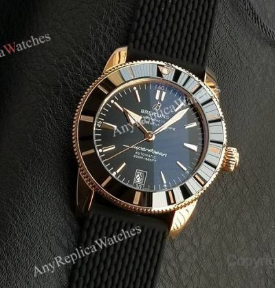 GF Breitling Superocean Heritage II 42mm 2824 Movement Black Face Rose Gold Case Rubber Band Watch
